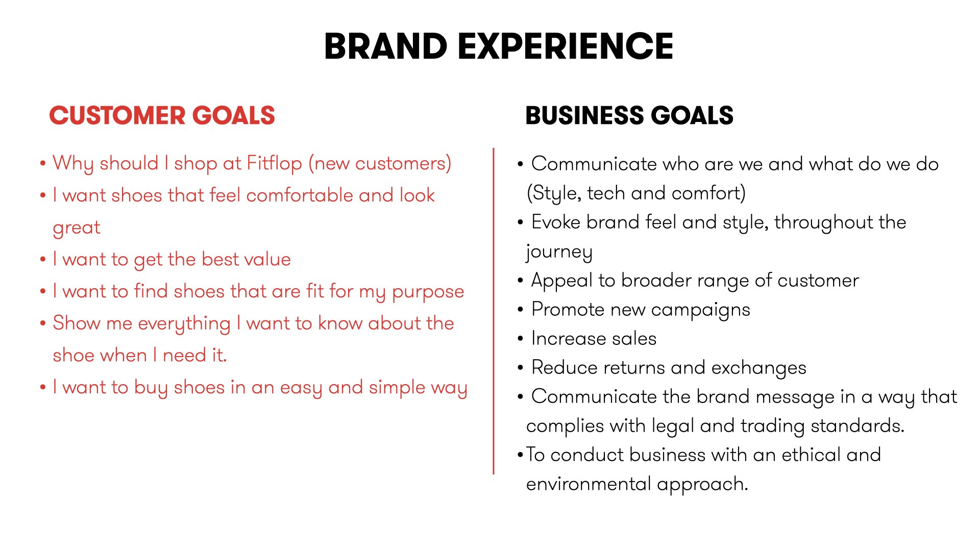 Customer goals, Business goals